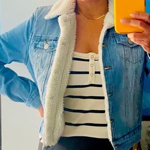 Denim with faux Sherpa jacket SMALL S
